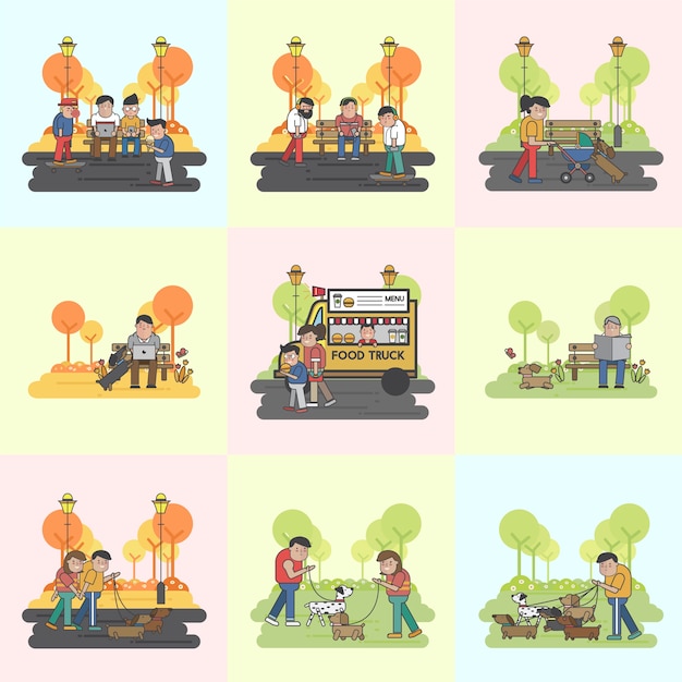 Free vector collection of dogs and outdoor activities