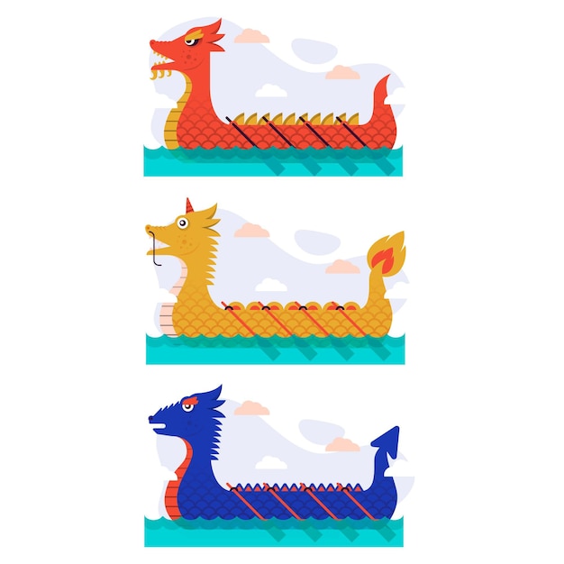 Free vector collection of dragon boats