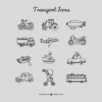 Free vector collection of drawing transport icons