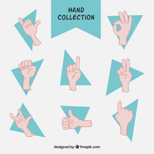 Free vector collection of drawings of hands