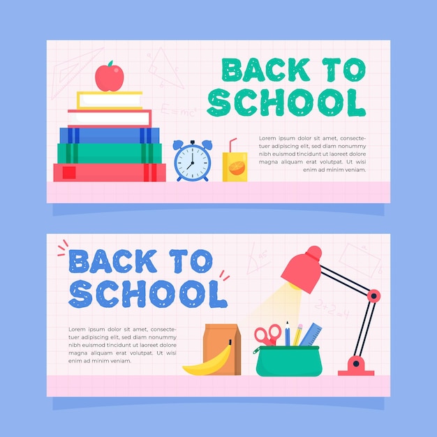 Collection of drawn back to school banners