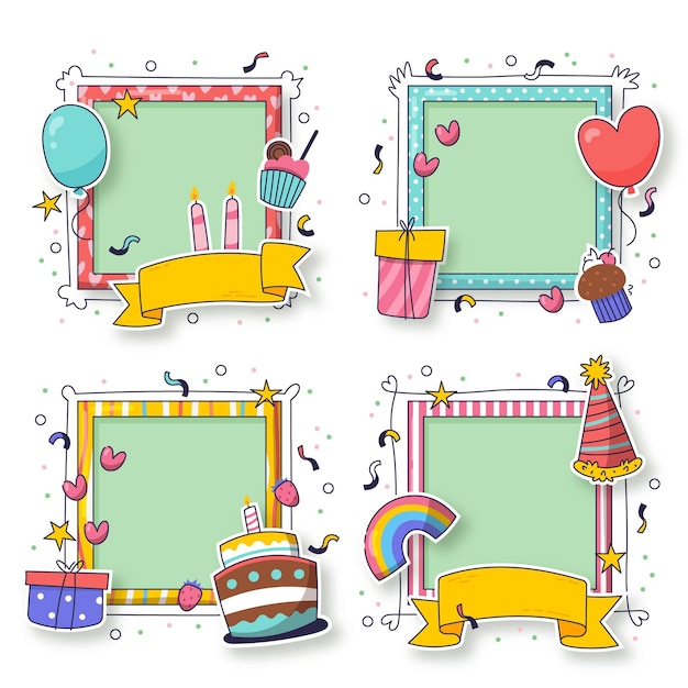 Free vector collection of drawn birthday collage frames