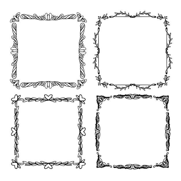 그려진 된 우아한 장식 프레임 컬렉션