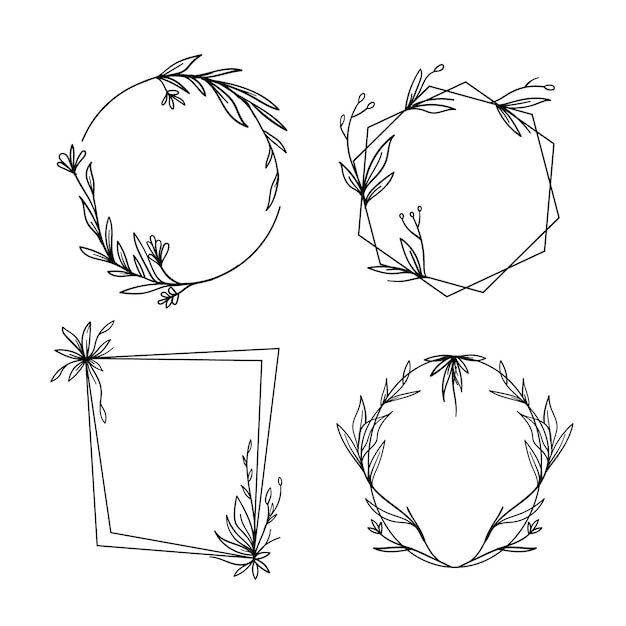 Collection of drawn floral frames