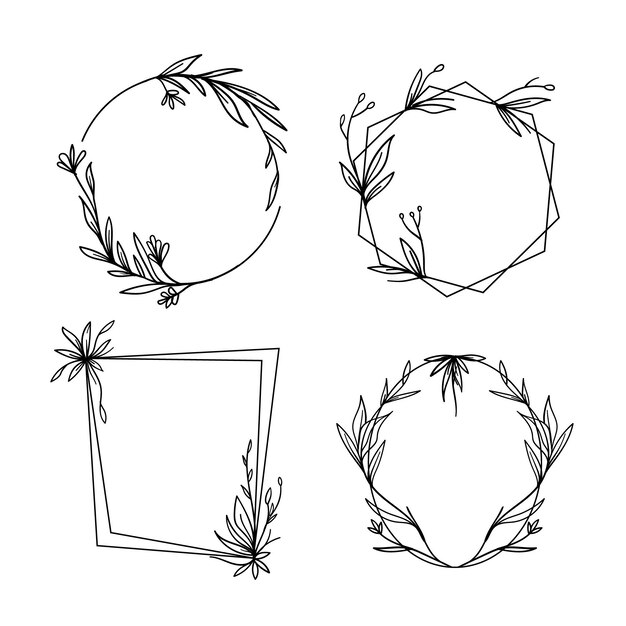 collection of drawn floral frames