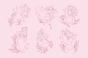 Free vector collection of drawn manicure hand