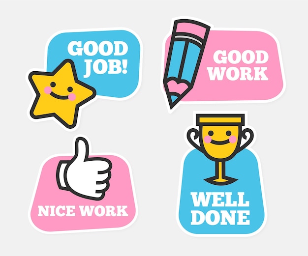 Free vector collection of drawn motivational great job stickers