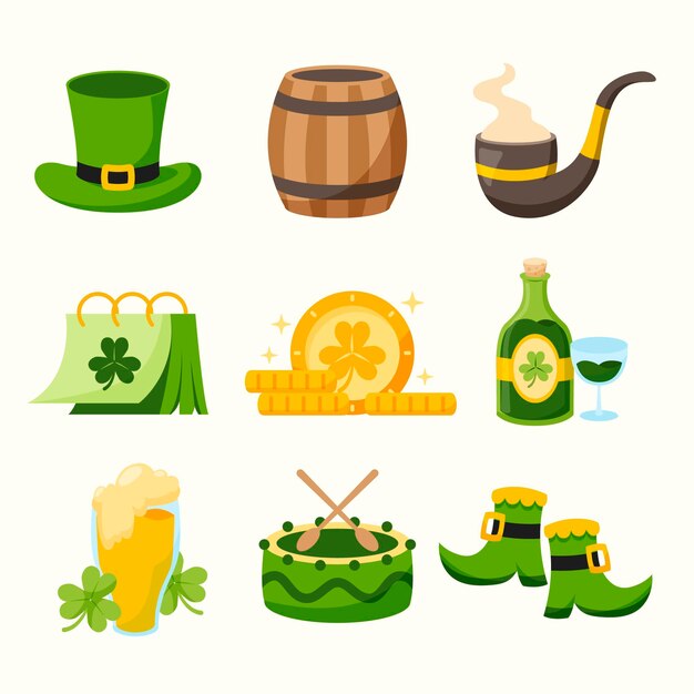 Free vector collection of drawn st. patrick's day elements