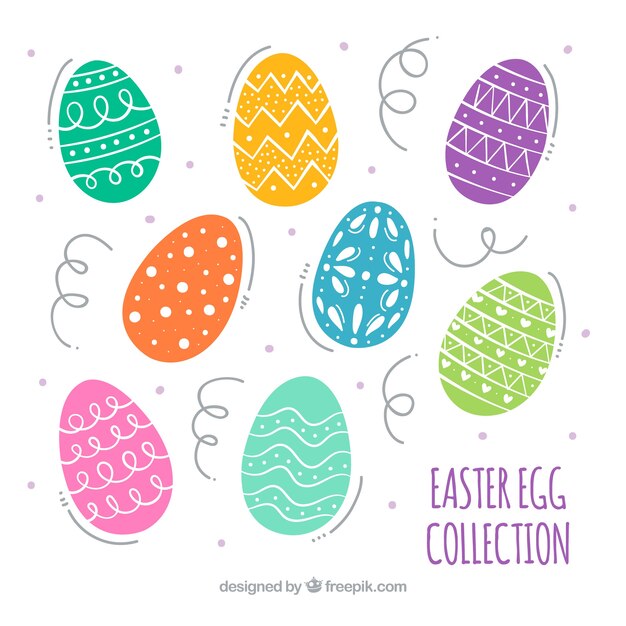 Collection of easter eggs in different colors