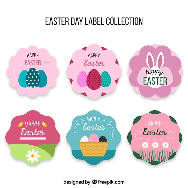 Free vector collection of easter labels in flat style