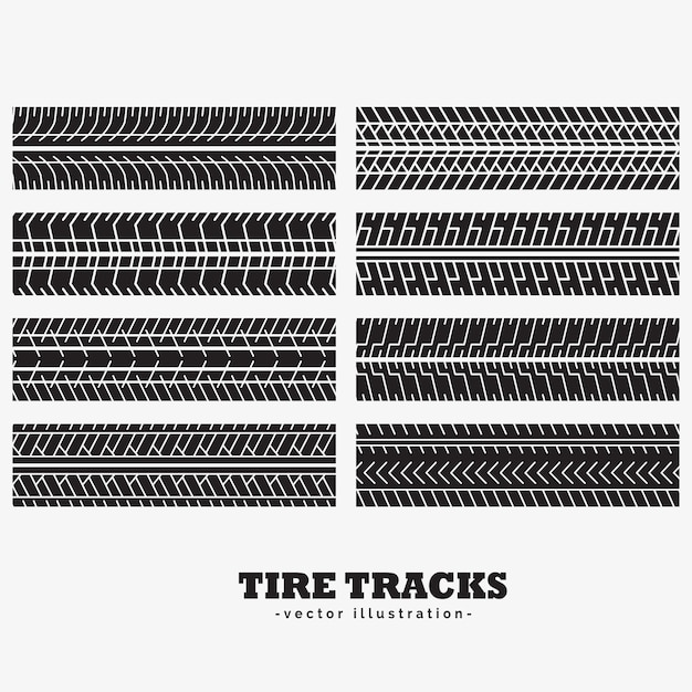 Collection of eight tire track marks