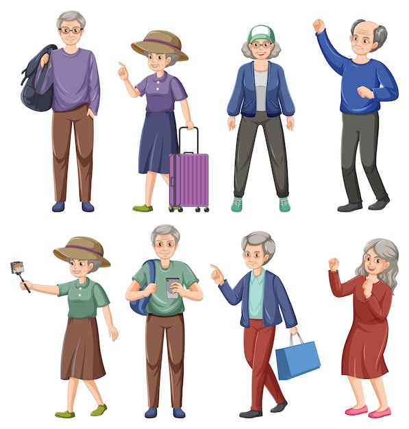 Free vector collection of elderly people characters