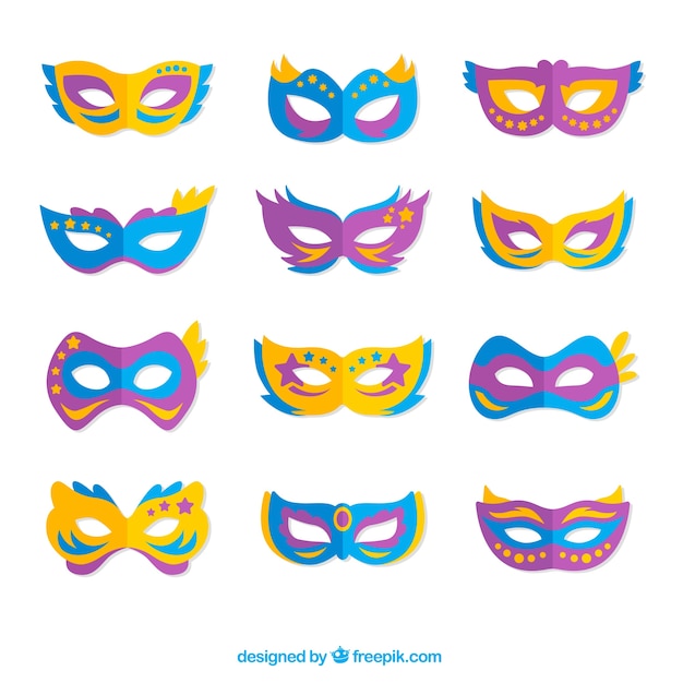 Free vector collection of elegant carnival masks