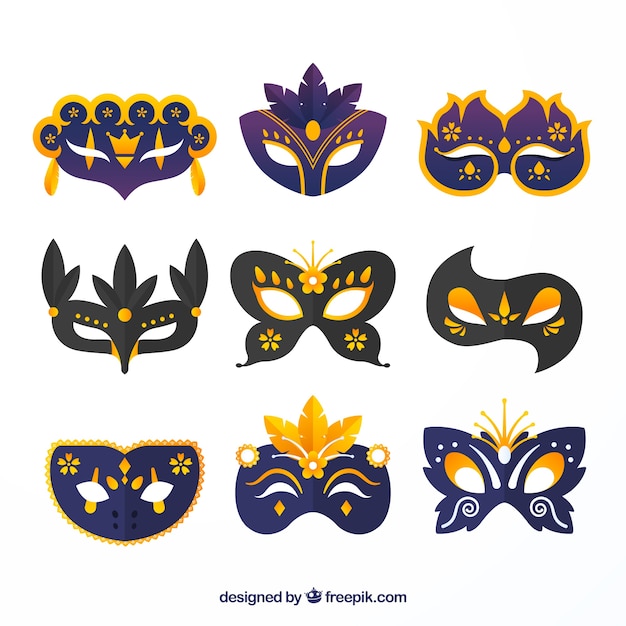 Collection of elegant carnival masks