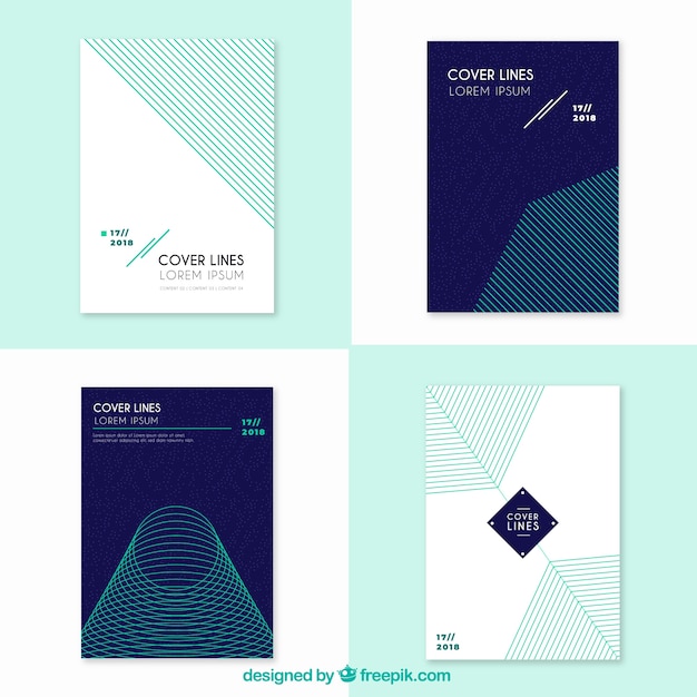 Collection of elegant covers with abstract lines