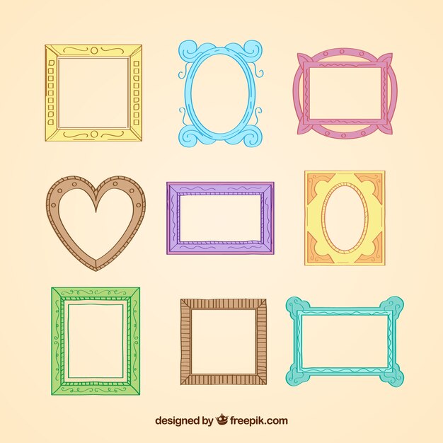 Collection of elegant different colored frames