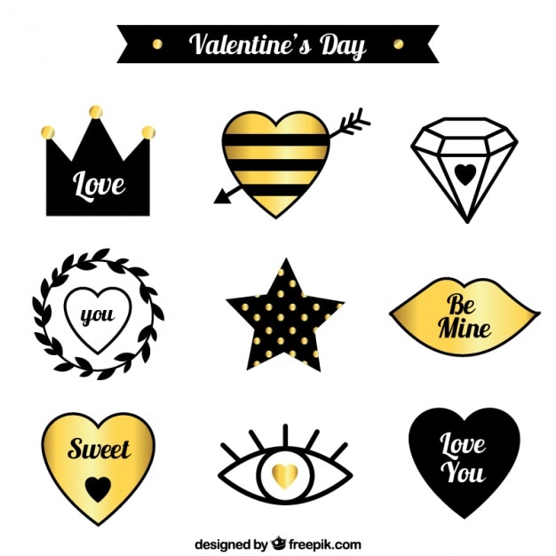 Free vector collection of elegant valentine ornaments