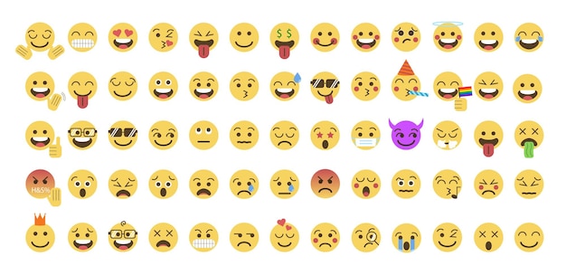 Vettore gratuito raccolta di emoji in stile piatto