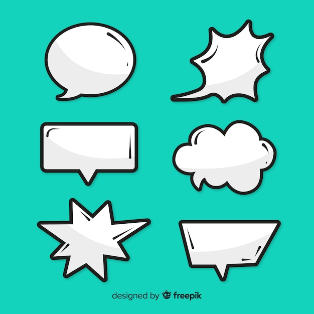 Free vector collection of empty comic speech bubbles