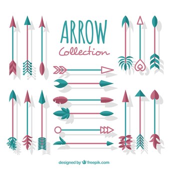 Collection of ethnic arrows in flat design