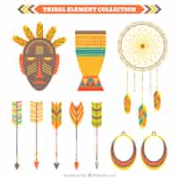 Free vector collection of ethnic elements with mask