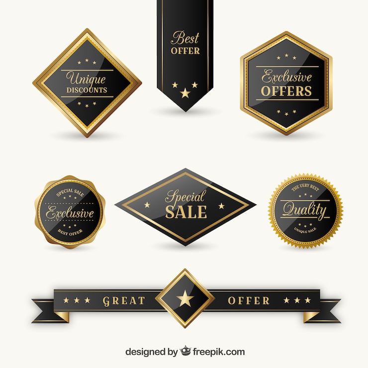Free Vector collection of exclusive sticker for exclusive offers