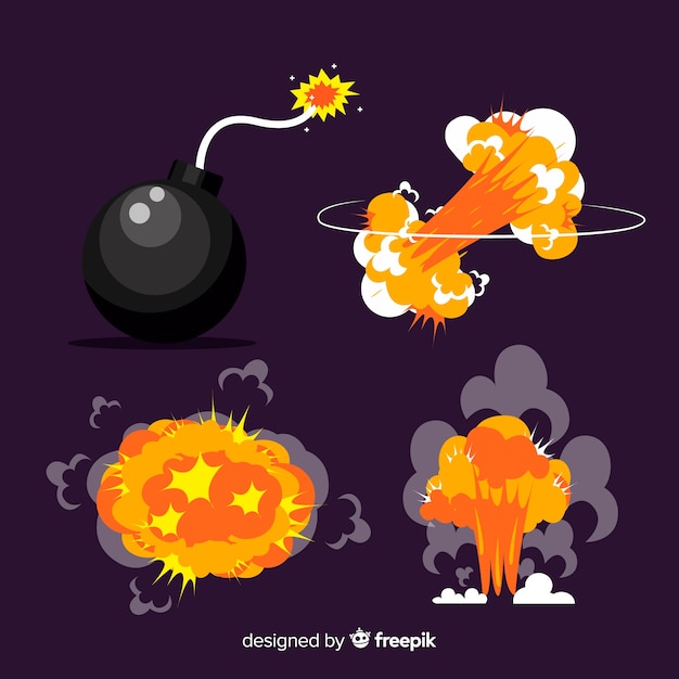 Free vector collection of explosion effects cartoon style