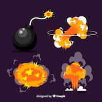 Free vector collection of explosion effects cartoon style