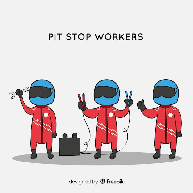 Raccolta di lavoratori di pit stop f1