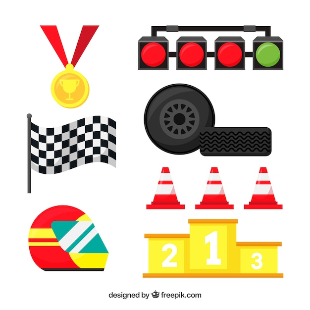 Free vector collection of f1 racing elements