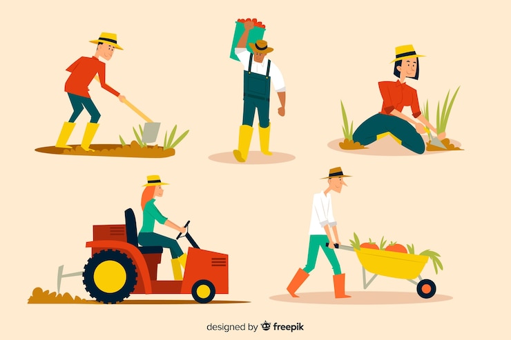 Free Vector collection of farm workers illustrated