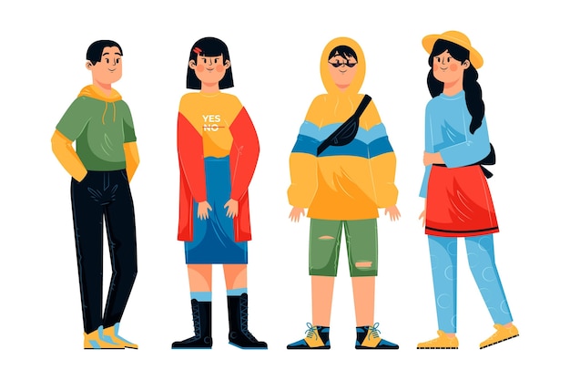 Free vector collection of fashion young koreans