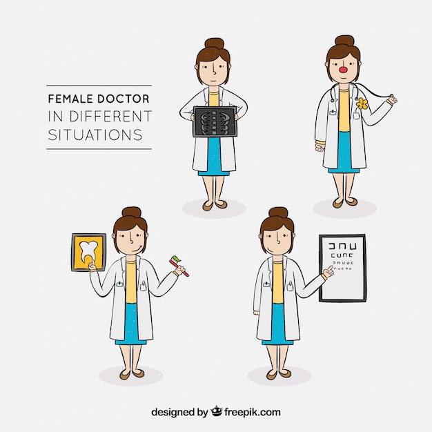 Free Vector collection of female doctor characters