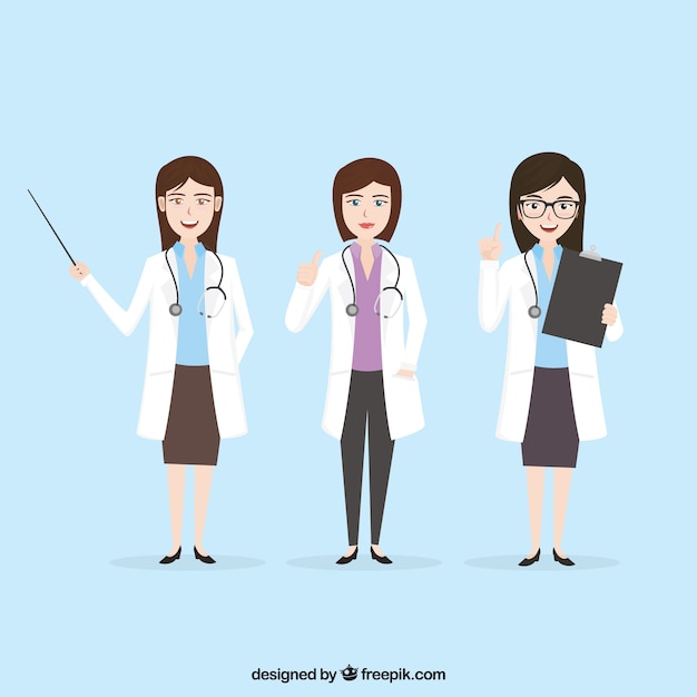 Collection of female doctor in different situation