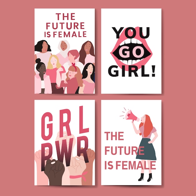 Free vector collection of feminist message poster vectors