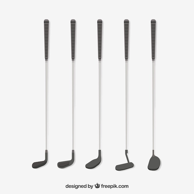 Collection of five golf clubs