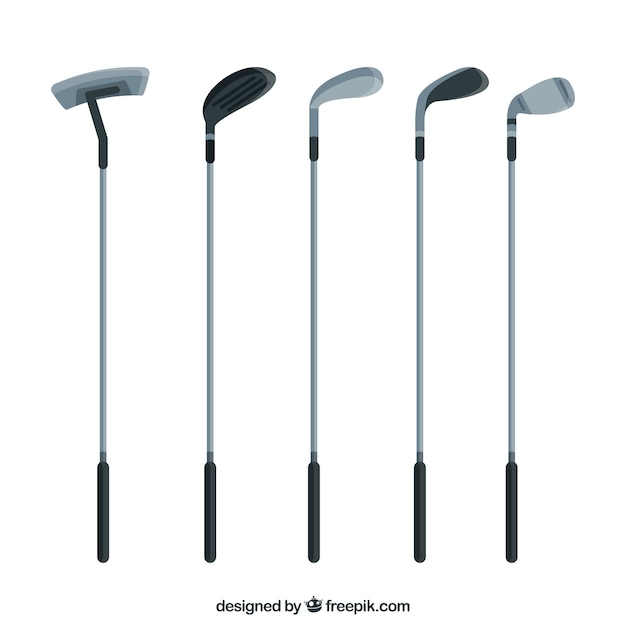 Collection of five golf clubs