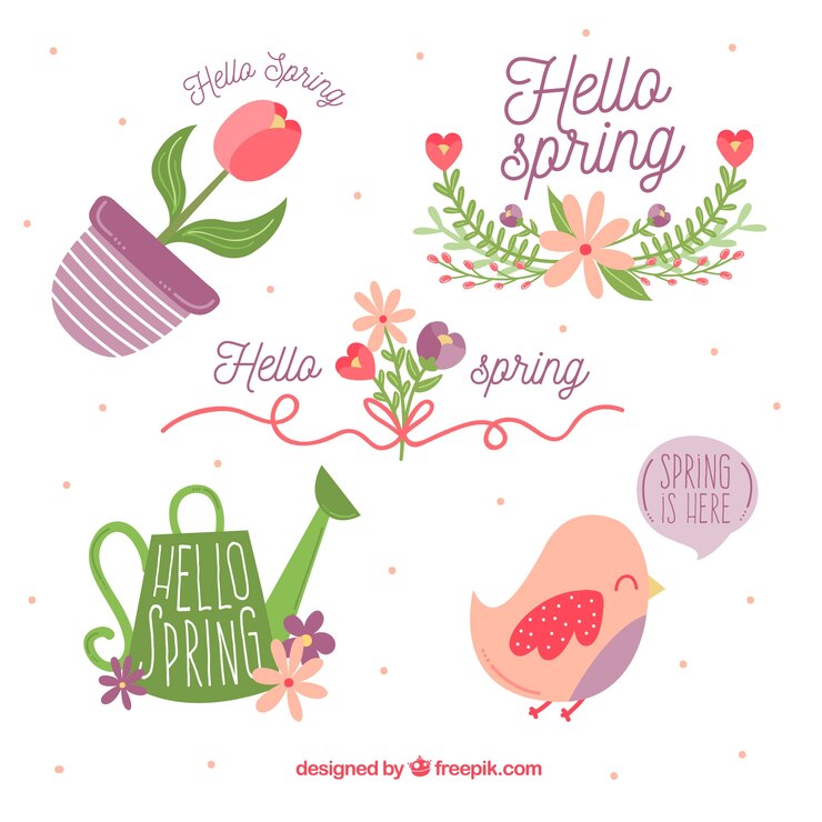 Free Vector collection of five spring labels