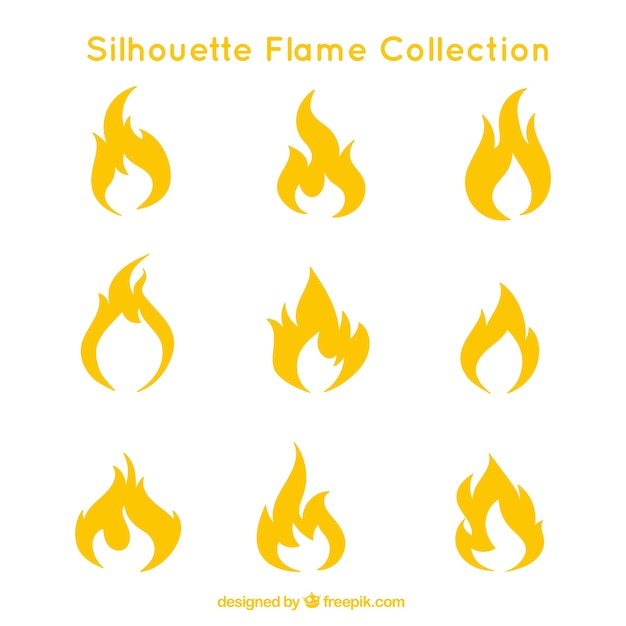 Collection of flame silhouettes