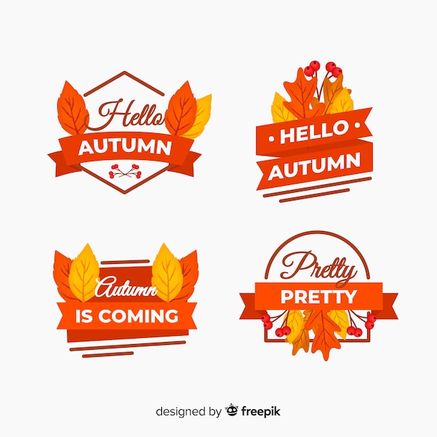 Free vector collection of flat autumn badges