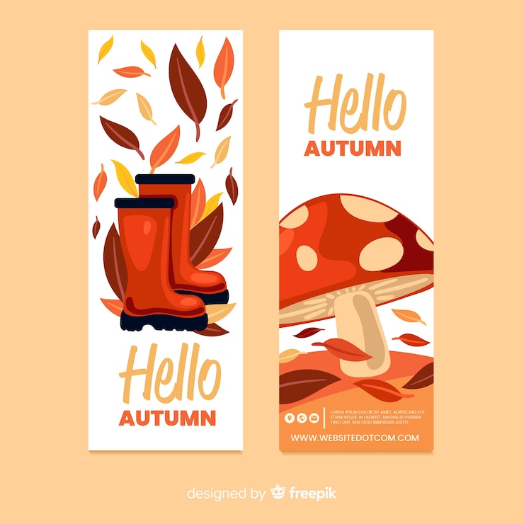 Free Vector collection of flat autumn banners