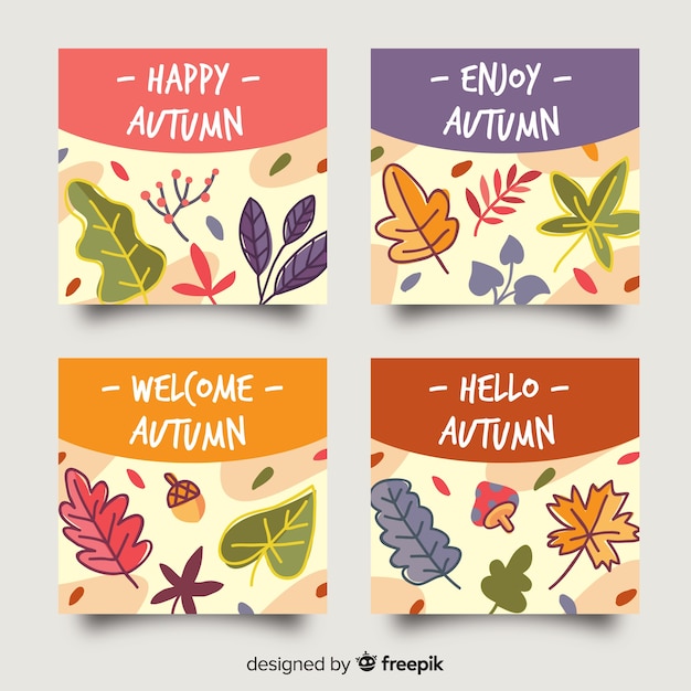 Collection of flat autumn cards