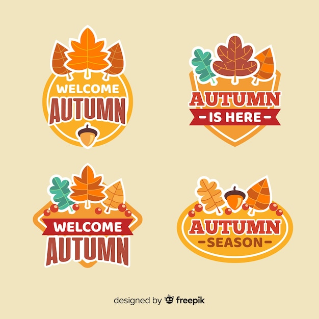 Free vector collection of flat autumn labels