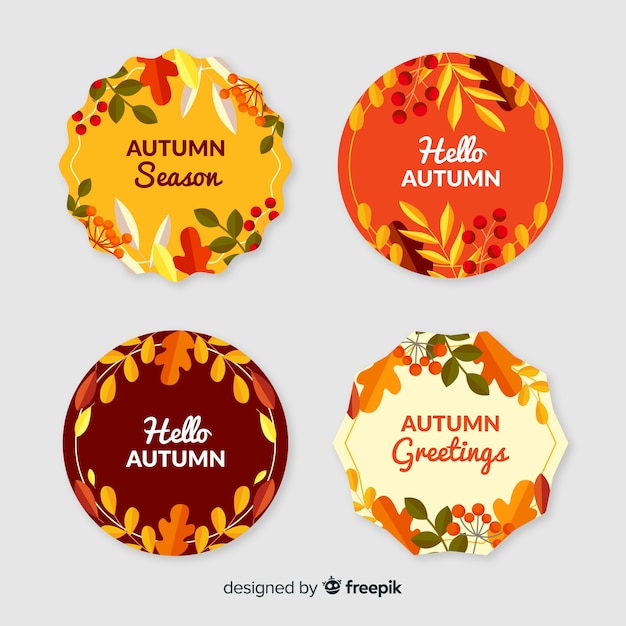 Collection of flat autumn labels