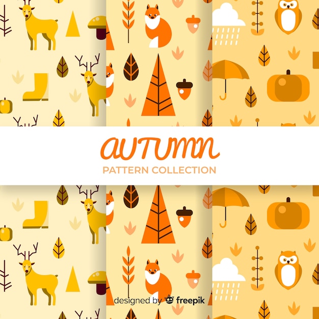 Free vector collection of flat autumn patterns