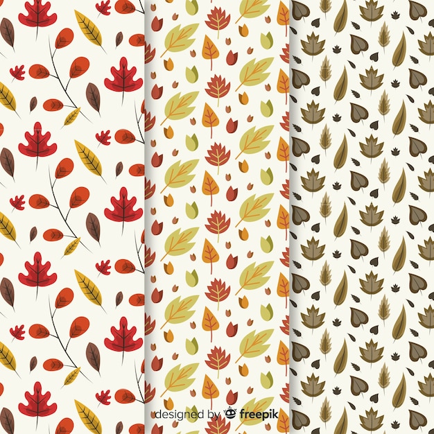 Free vector collection of flat autumn patterns