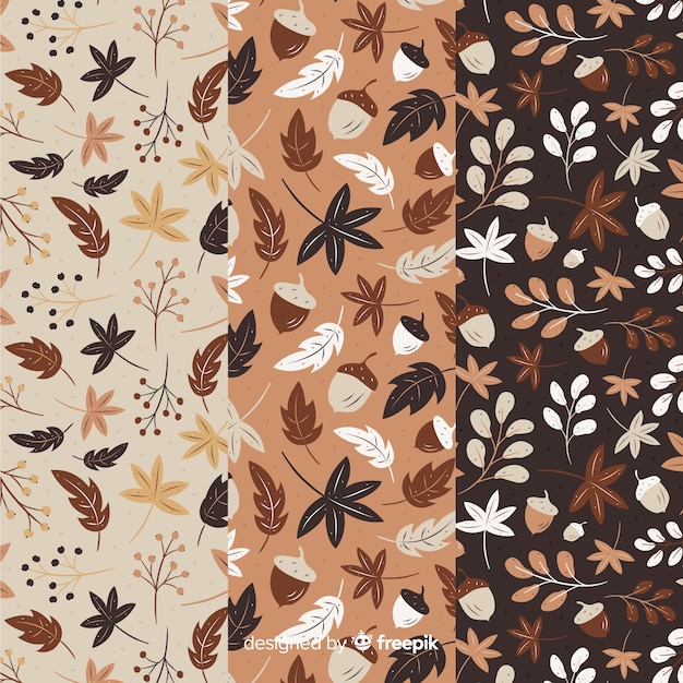 Collection of flat autumn patterns