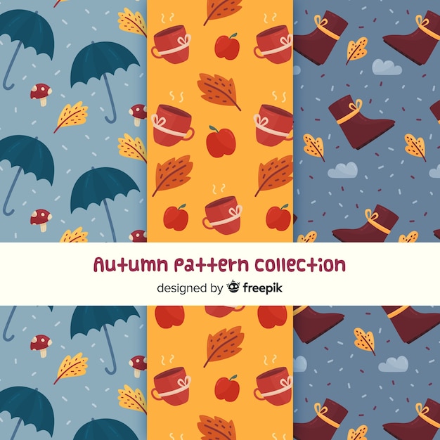 Free vector collection of flat autumn patterns