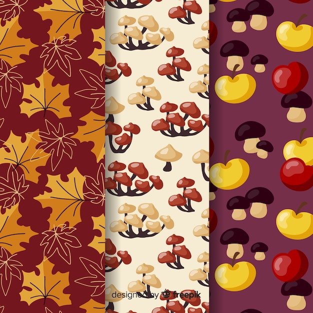 Free vector collection of flat autumn patterns