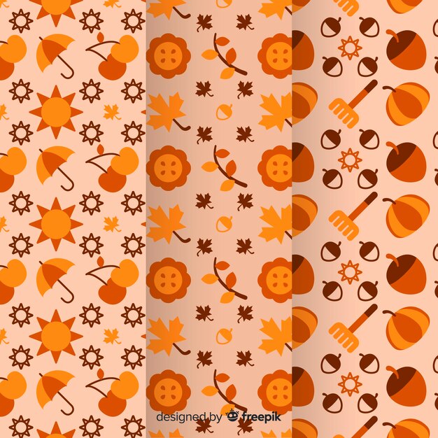 Collection of flat autumn patterns